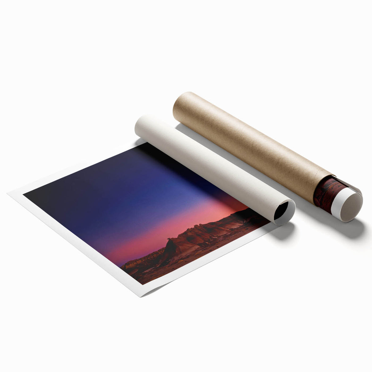 Extra large rolled print of South Dakota Badlands in muted earth tones, suitable as classy bathroom wall art.
