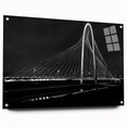 Acrylic print of Dallas skyline in muted blue tones, ideal for modern dining room decor.