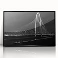 Large abstract wall art of Dallas skyline in muted gray and blue tones on framed acrylic, ideal for modern living room decor.