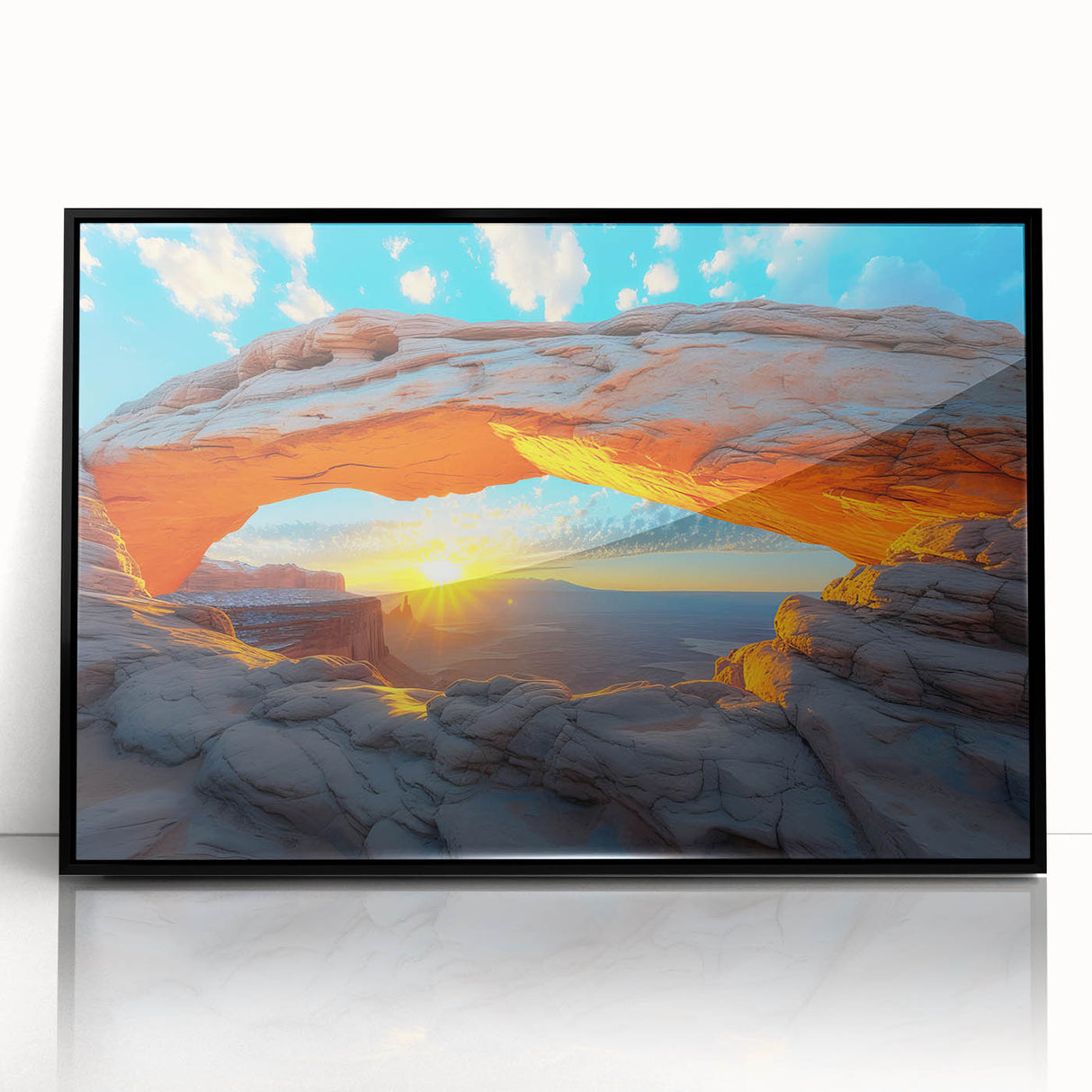 Large abstract wall art featuring Canyonlands scenery in muted earth tones on a framed acrylic.