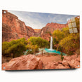Acrylic print of Zion National Park with vivid red and orange tones, suited for bedroom or dining room decor.