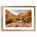 Extra large abstract art print of Zion landscape in muted earth tones on a framed canvas, ideal for living room decor.