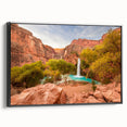 Black and white framed canvas of Zion National Park landscape, ideal for bedroom wall decor.