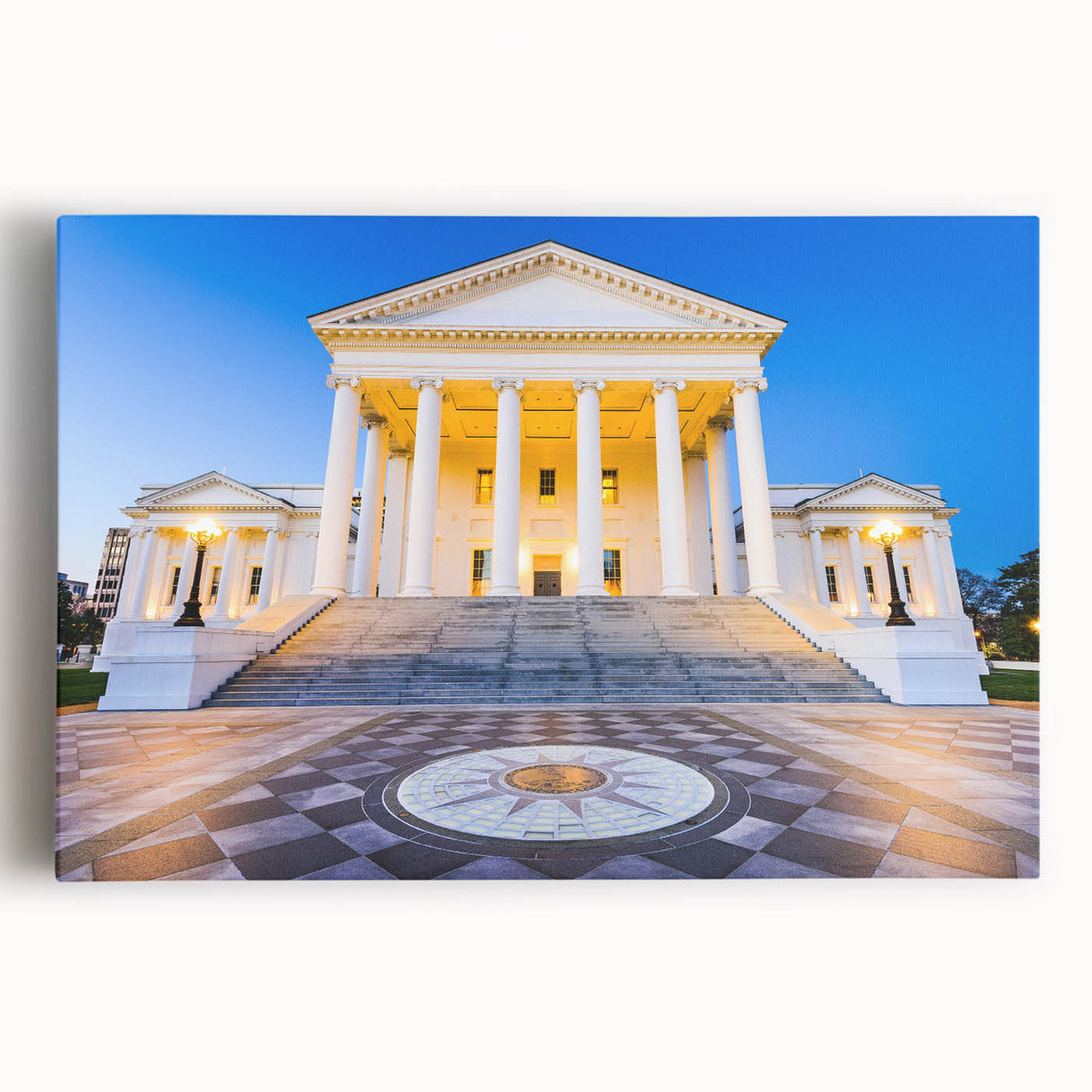 Black and white stretched canvas of Virginia scenery, ideal for kitchen wall art.