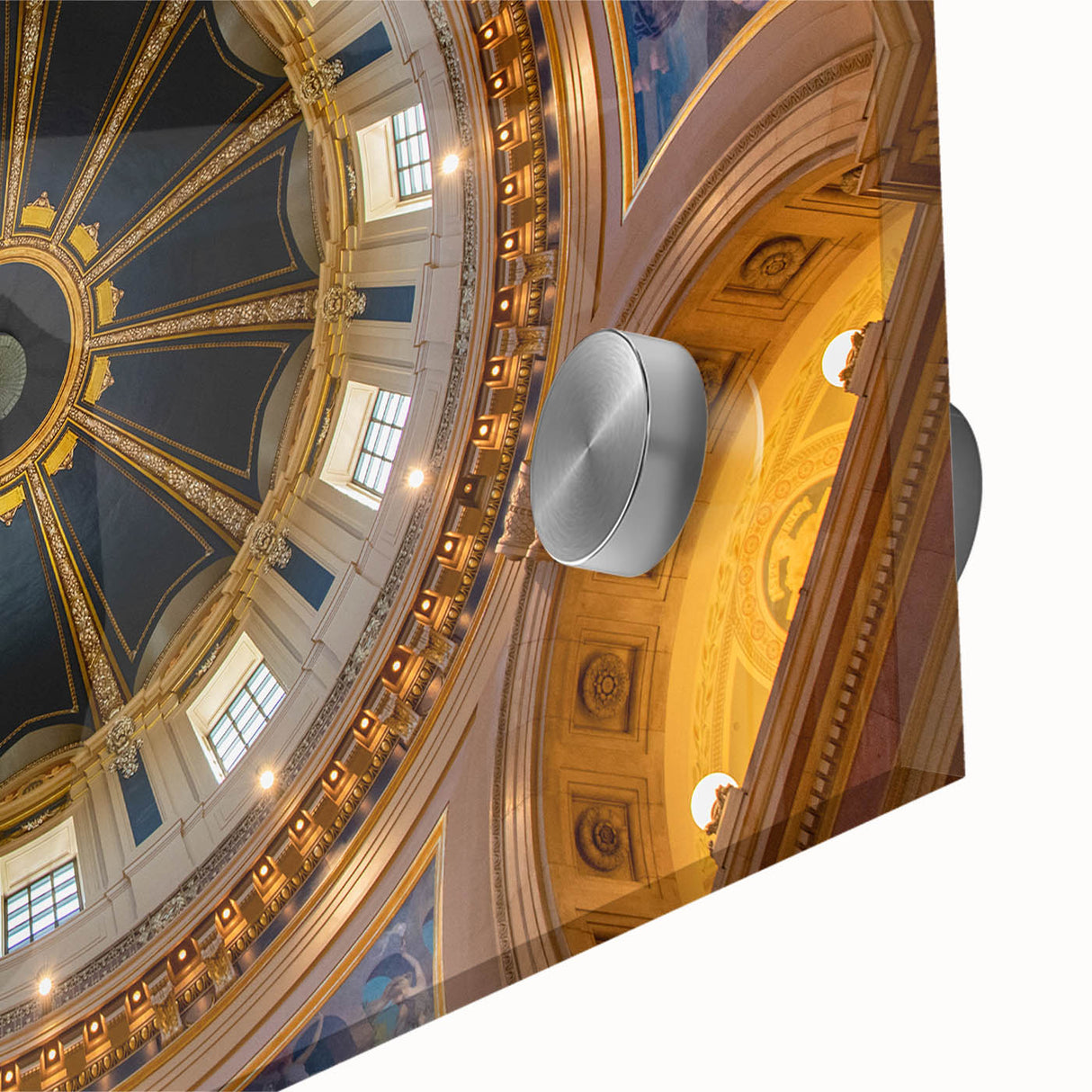 Acrylic print of the Washington DC Capitol in muted gray and blue tones, ideal for dining room art.