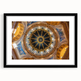 Colorful abstract art print of Washington DC Capitol, textured in vibrant hues, ideal for living room wall, framed with mat.