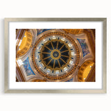 Textured art print of the Washington D.C. Capitol in muted gray tones on a framed silver mat, suitable for bedroom decor.