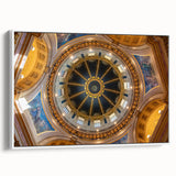 Vintage poster art of the Washington DC Capitol in colorful hues on a framed canvas, ideal for living room decor.