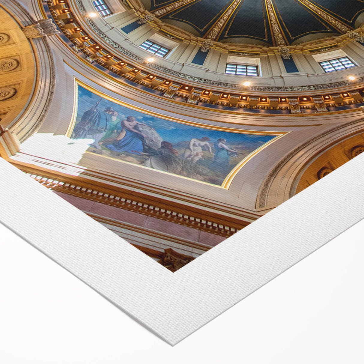 Art deco poster of Washington D.C. Capitol in muted tones on rolled canvas, suitable for dining room wall art.