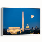 Vintage poster art of Lincoln Memorial in muted colors on framed canvas, ideal for extra large living room wall.