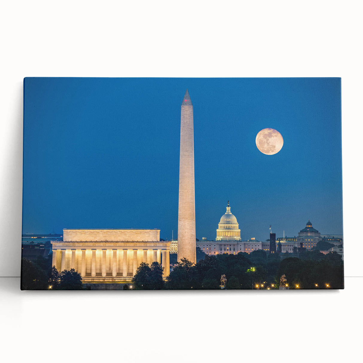 Black and white stretched canvas of the Lincoln Memorial, ideal for kitchen wall art or bedroom decor.
