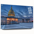 Acrylic print of Washington DC monument in muted gray tones, ideal for dining room art.