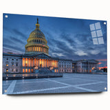Acrylic print of Washington DC monument in muted gray tones, ideal for dining room art.