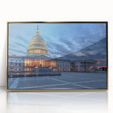 Acrylic print of Washington DC monument in art deco style with gold frame, suited for modern art wall decor.