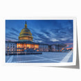 Rolled print of Washington DC monument scenery in muted gray tones, suitable for art wall dining room.