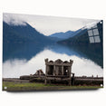 Large abstract wall art of Olympic National Park on acrylic glass, featuring earthy green and blue tones.