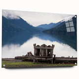 Large abstract wall art of Olympic National Park on acrylic glass, featuring earthy green and blue tones.