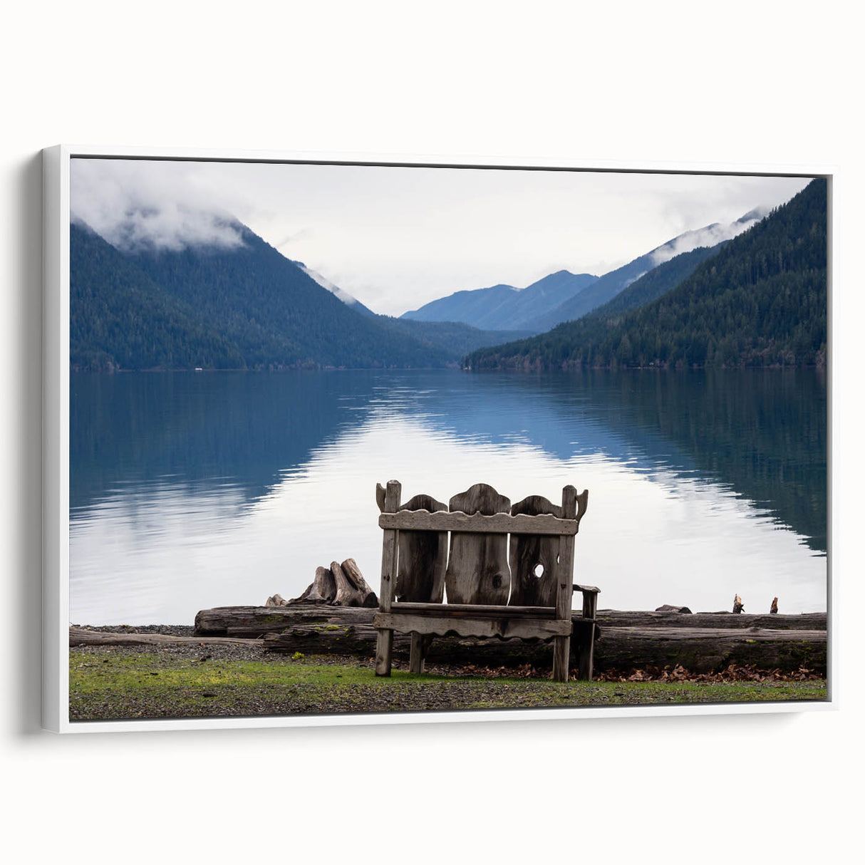 Vintage poster art of Olympic National Park with colorful accents on a large framed canvas, suitable for living room decor.