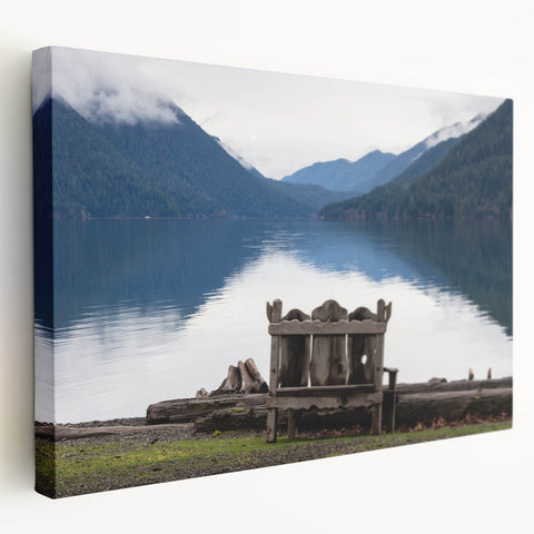 Olympic National Park landscape on large stretched canvas, featuring lush green tones, ideal for kitchen wall art.