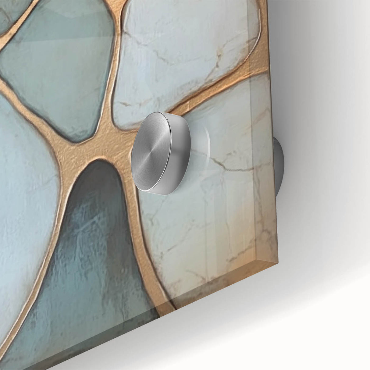 Blue & Gold Abstract Stone Design - Modern Living Room Wall Art