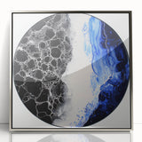 Framed acrylic artwork showcasing an abstract geometric design in silver tones, perfect for modern home decor. The piece features sharp angles and a sleek finish, enhancing contemporary interiors. Ideal for art enthusiasts looking to elevate their space.