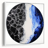 Abstract geometric framed canvas artwork showcasing a modern design with white tones and sharp angles, perfect for contemporary home decor and artistic displays.