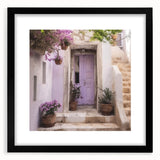 Extra large abstract art print featuring colorful, textured depiction of a Greek door, framed in black.