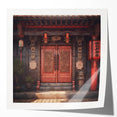 Japanese-style door in a minimalist design on a glossy photo print, suitable as extra large wall art for dining rooms.