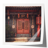 Japanese-style door in a minimalist design on a glossy photo print, suitable as extra large wall art for dining rooms.