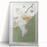 Charming Art Deco Wall Art – Woman with Basket of Apples in Nature