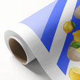 Art Deco poster of vibrant fruits on rolled canvas, suitable for nursery or dining room decor.