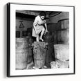Black and white vintage poster art on framed canvas depicting a landscape, ideal for bedroom wall decor.