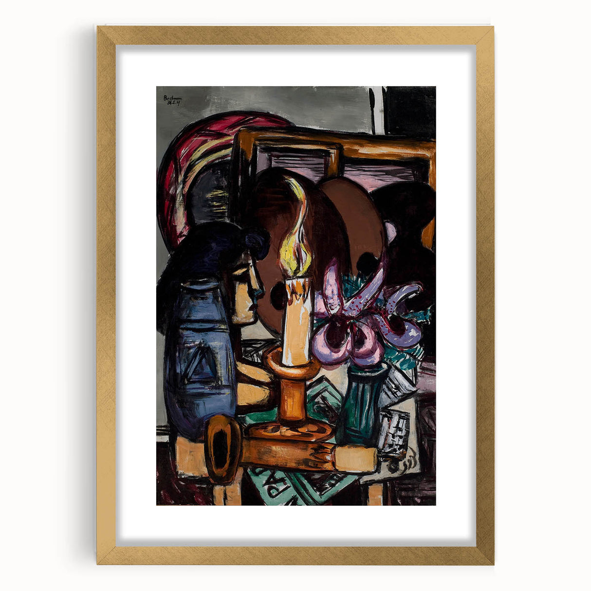 Modern Still Life with Candle - Contemporary Art Print for Trendy Decor
