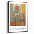 Black and white landscape painting on framed canvas, featuring a minimalistic vintage poster art style.
