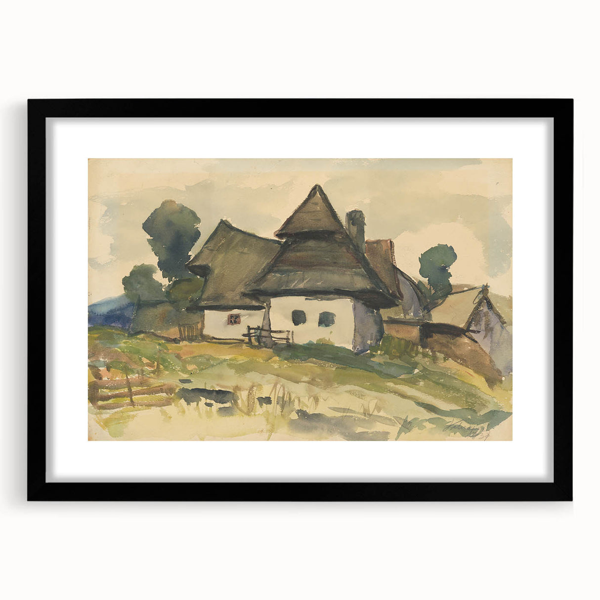Realism Art Print – Village Motif by Zolo Palugyay | Rustic Countryside Scene