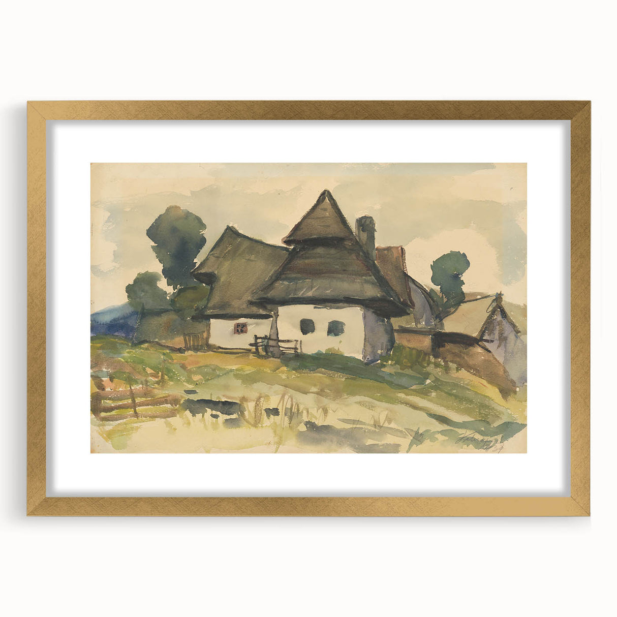 Realism Art Print – Village Motif by Zolo Palugyay | Rustic Countryside Scene