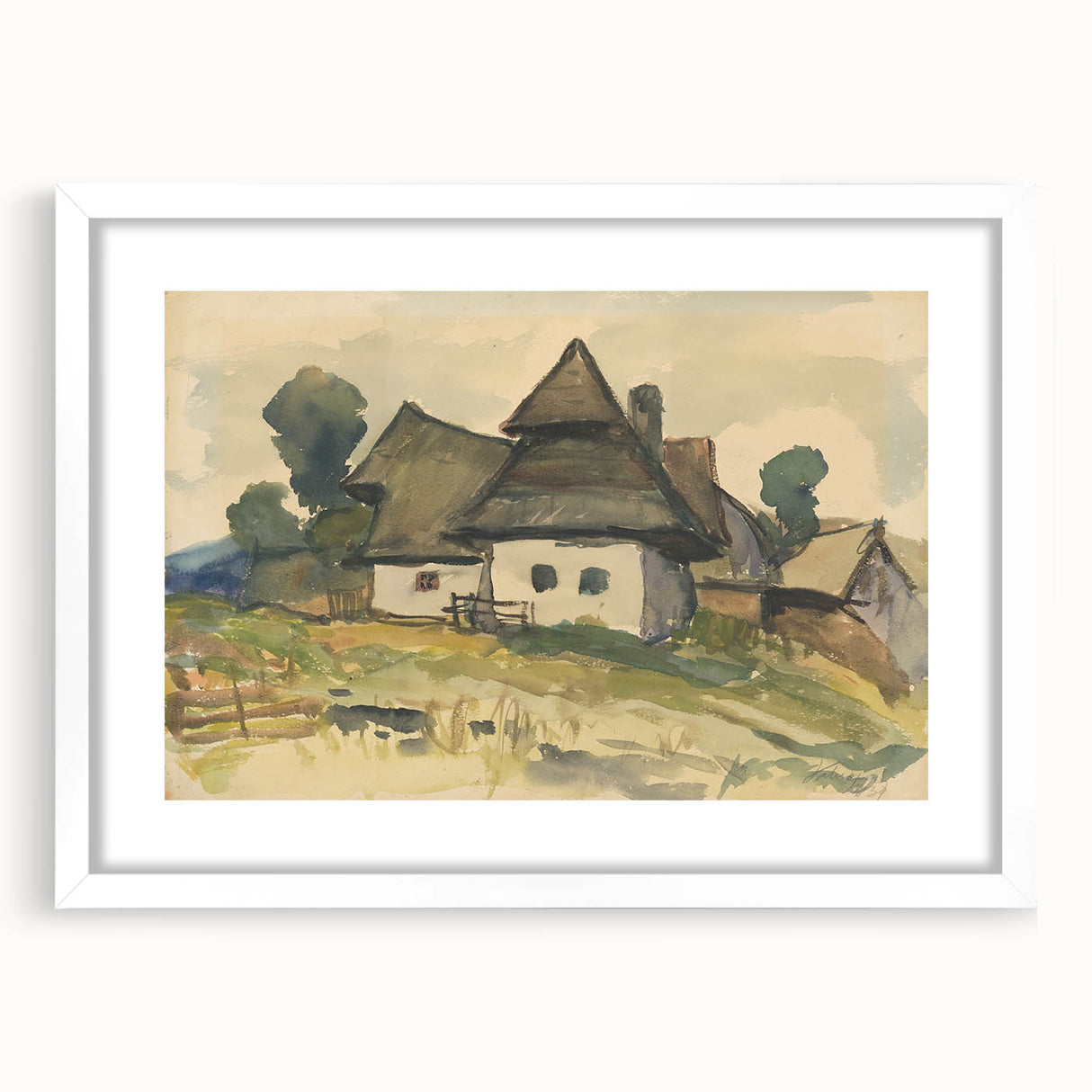 Realism Art Print – Village Motif by Zolo Palugyay | Rustic Countryside Scene