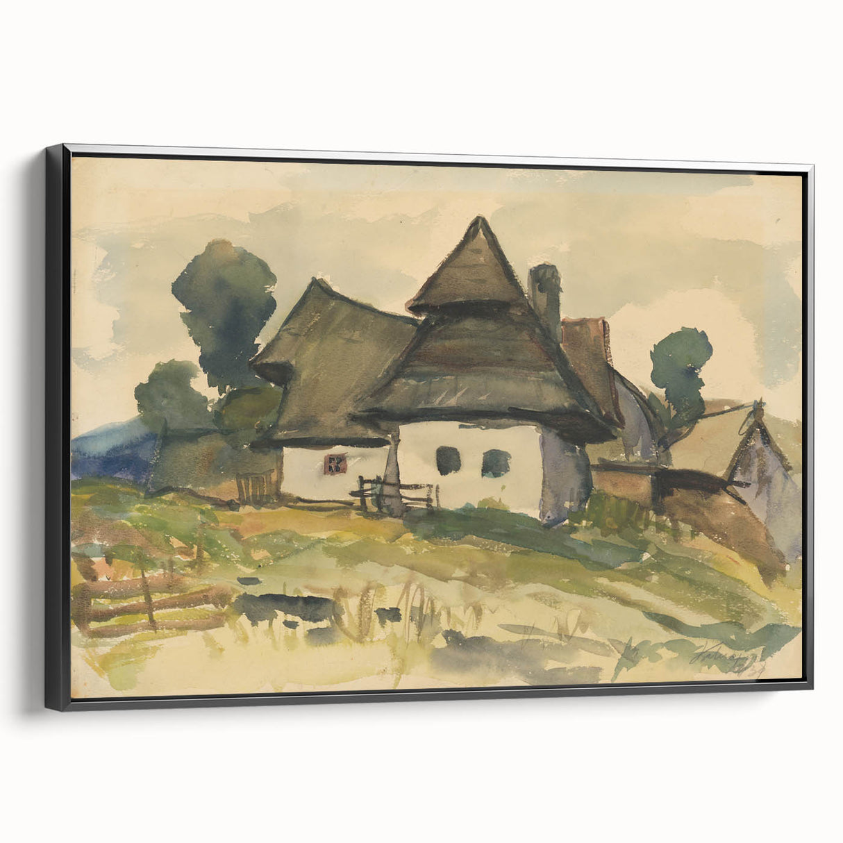 Realism Art Print – Village Motif by Zolo Palugyay | Rustic Countryside Scene