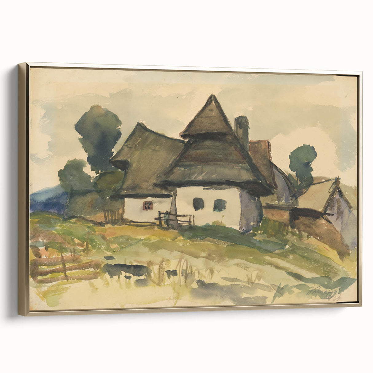 Realism Art Print – Village Motif by Zolo Palugyay | Rustic Countryside Scene
