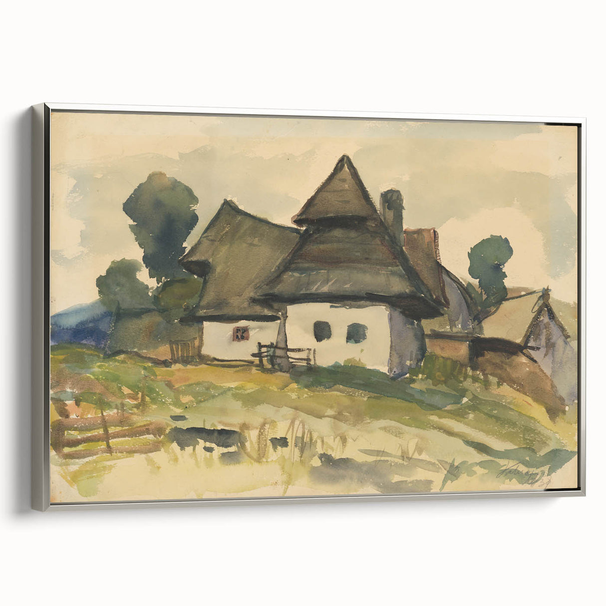 Realism Art Print – Village Motif by Zolo Palugyay | Rustic Countryside Scene
