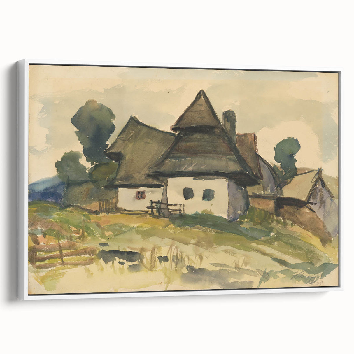 Realism Art Print – Village Motif by Zolo Palugyay | Rustic Countryside Scene