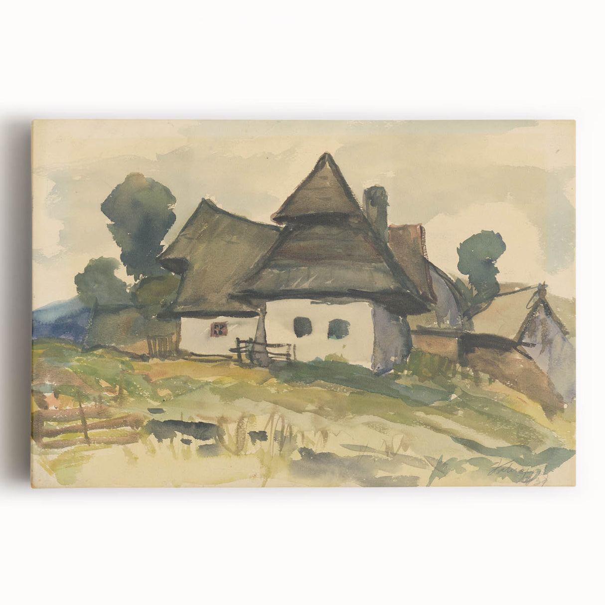 Realism Art Print – Village Motif by Zolo Palugyay | Rustic Countryside Scene