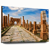 Large abstract depiction of Algerian scenery in muted earth tones on acrylic glass.