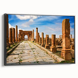 Black and white landscape art painting of Algeria on a framed canvas, ideal for bedroom wall decor.