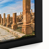 Framed canvas featuring a textured, colorful African scenery in black, ideal for extra large living room wall art.