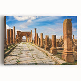 Large black and white stretched canvas of Algerian scenery, ideal for kitchen wall art.