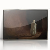 Acrylic print of an Ethiopian landscape in muted earth tones, framed in silver.
