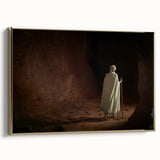 Framed canvas of an Ethiopian landscape with vibrant colors and vintage poster style, ideal for living room decor.