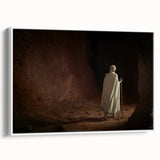 Framed canvas depicting an Ethiopian landscape in muted earth tones, ideal for bedroom wall art.