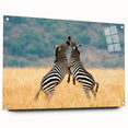 Acrylic glass print of a Kenyan landscape with vibrant greens and earth tones, ideal for dining room decor.